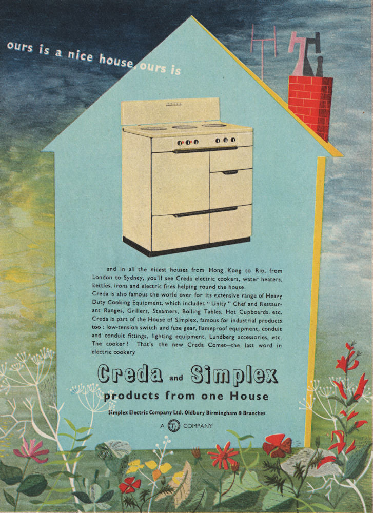 DOMESTIC APPLIANCE ADVERT. Simplex Electric Co. Ltd 1951 old vintage print